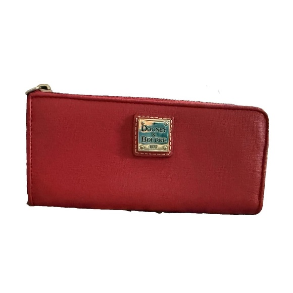 Dooney & Bourke Saffiano Leather Zip Clutch Red Wallet - Picture 15 of 16